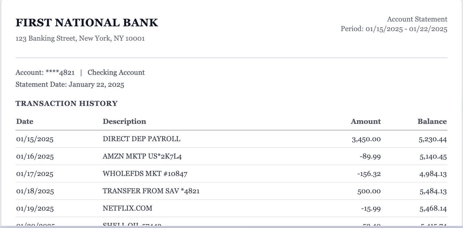 Original bank statement PDF